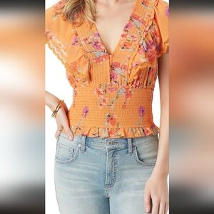 Jessica Simpson Lilianna floral print smocked tie back